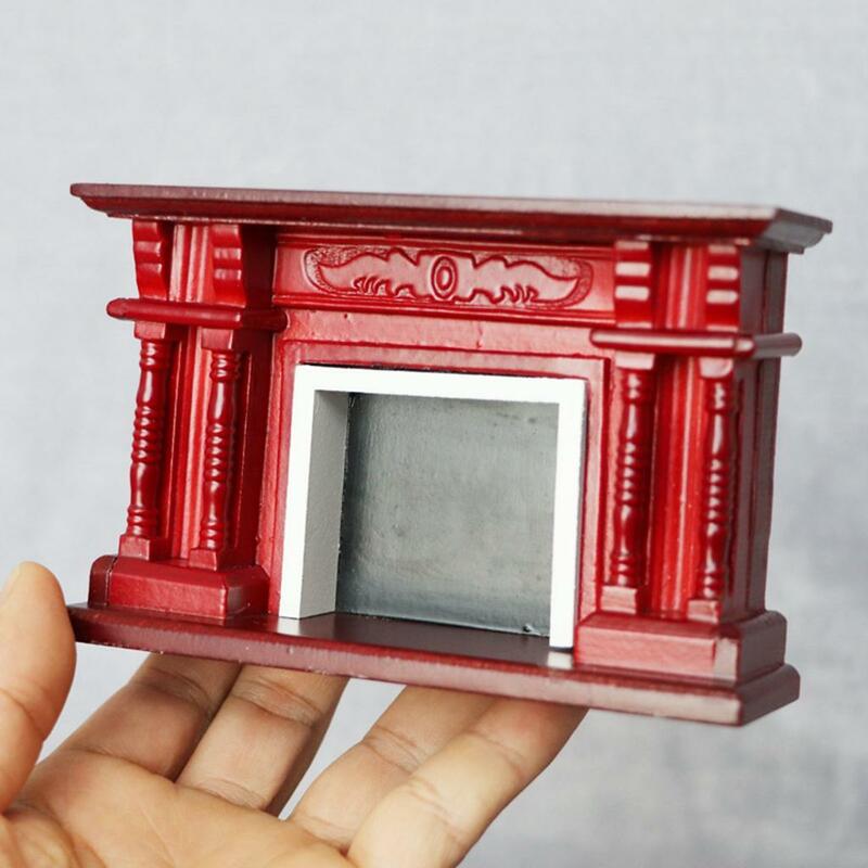 مدخنة مصغر من الخشب الأحمر محاكاة لبيت الدمية 1/12 أثاث غرفة المعيشة ديكور لتقوم بها بنفسك مشهد