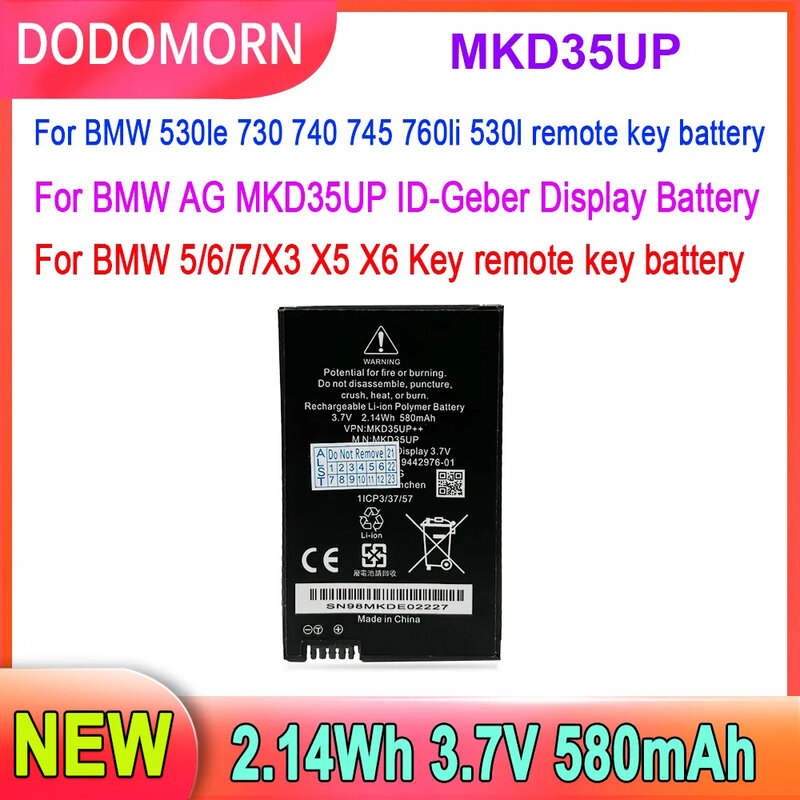 MKD35UP البعيد LCD مفتاح البطارية لسيارات BMW 530le 730 740 745 760li X3 X4 X5 1ICP3/37/57 9442976-01 3.7 فولت 2.14Wh 580mAh