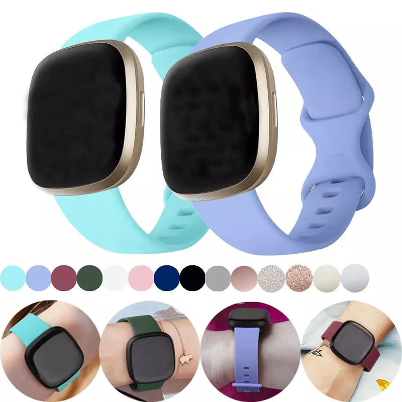 حزام (استيك) ساعة ل Fitbit العكس 3 حزام سوار معصم من السيليكون استبدال ل Fitbit الشعور سوار كوريا اكسسوارات روز الذهب الفضة