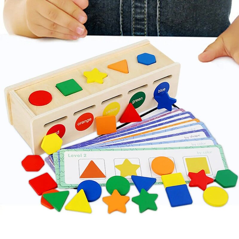 لون خشبي شكل صندوق الفرز للأطفال ، كتلة الألغاز ، مونتيسوري اللعب ، مطابقة صندوق للأطفال ، الأولاد ، الفتيات ، هدايا عيد ميلاد
