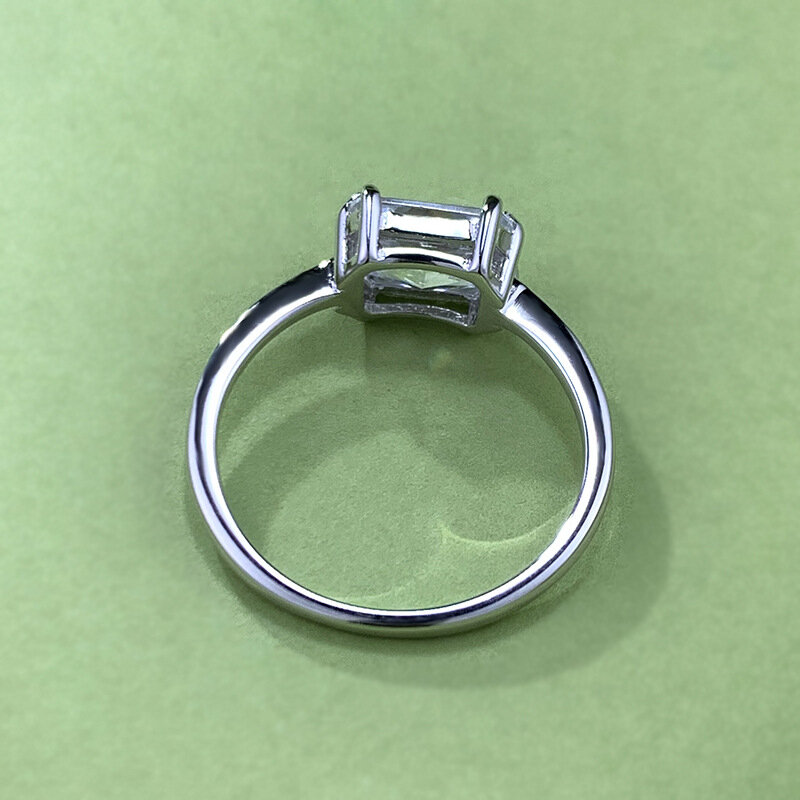 S925 خاتم قطع مربع من الفضة الإسترليني ، خاتم عصري من الزركون الماسي المتين ، 6x8 ،