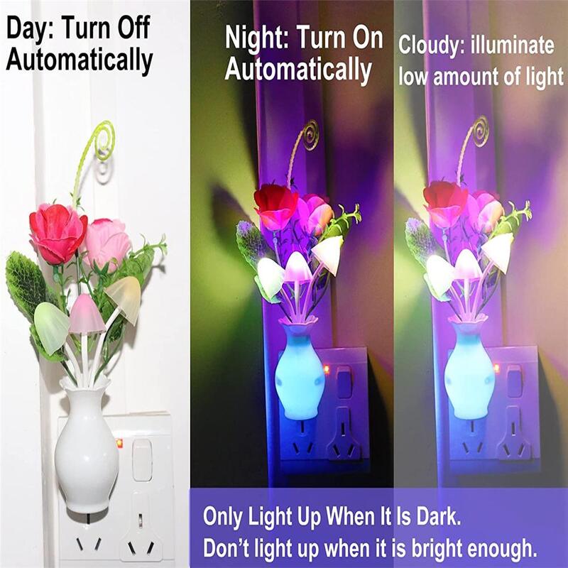 0.5 واط LED ضوء الليل مع السيارات الاستشعار توفير الطاقة زهرة الورد الفطر التوصيل في مصباح لغرفة النوم الحمام غرفة المعيشة المطبخ