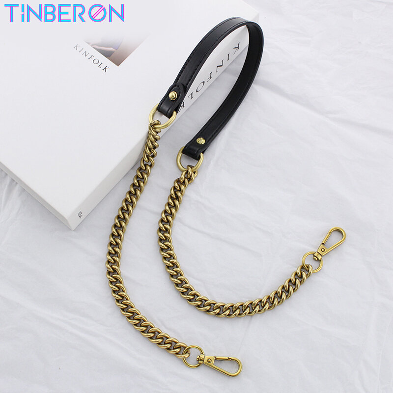TINBERON حقيبة سلسلة حزام حقيبة يد مقابض الكتف الأشرطة خمر الذهب حقيبة حزام ل Crossbody الفاخرة مصمم حقائب جلدية حزام