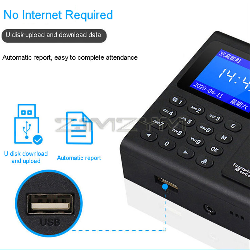 البيومترية بصمة التحكم في الوصول إلى RFID لوحة المفاتيح نظام الإلكترونية USB الوقت ساعة مسجل جهاز حضور وانصراف مع 1.8 ''شاشة
