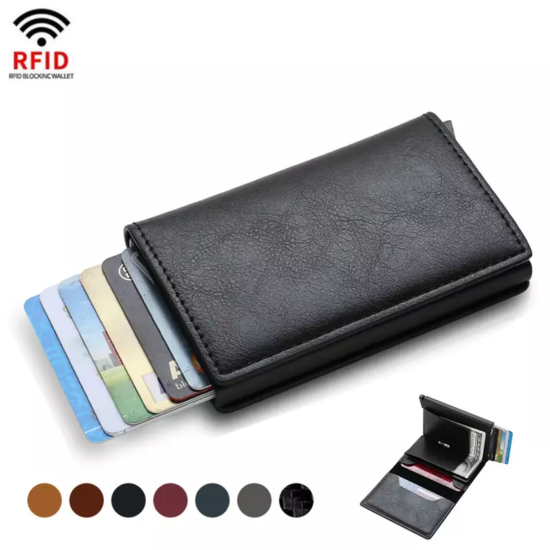 دينكي محفظة صغيرة فاخرة بثلاث طيات مصممة للرجال, محفظة جلدية سوداء، مصنوعة من ألياف الكربون، لحمل البطاقات والنقود المعدنية