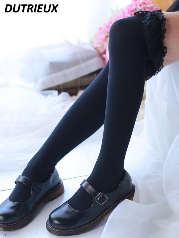 جوارب طويلة منفوخة من الدانتيل لوليتا ، جوارب طويلة أحادية اللون ، فتاة حلوة متعددة الاستخدامات ، فتاة ساخنة ، الربيع والصيف ، جديدة