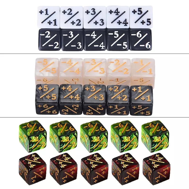 10Pcs D6 Dice 6 Side Counters +1/-1 Marble Square Digital 16mm Cube for Funny Table Board Gaming Math Teaching Arithmetic Toys