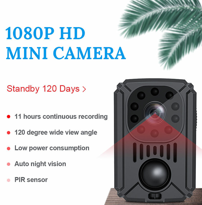 كاميرا فيديو PIR صغيرة بمشبك خلفي للتصوير كاميرا DV ذكية HD 1080P مسجل حركة للجسم كاميرا مربية صغيرة للسيارة