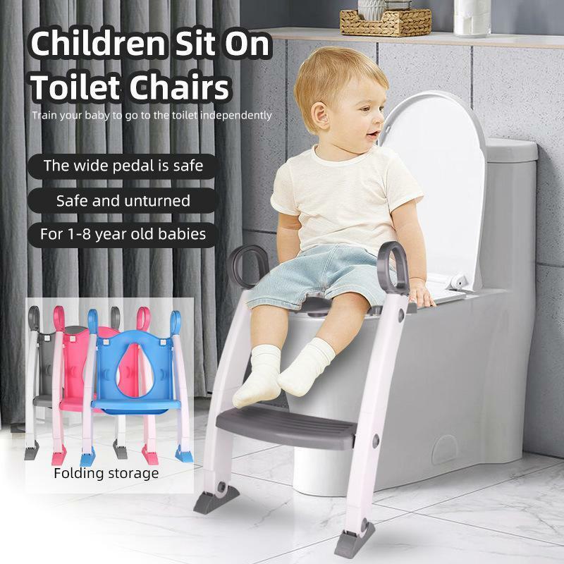 مقعد التدريب قعادة مع البراز خطوة للأطفال ، مقعد المرحاض سلم قابل للتعديل ، كرسي عدم الانزلاق للطفل الصغير