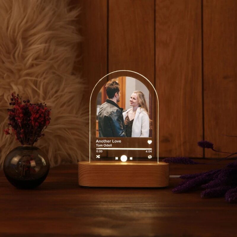 مصباح طاولة ليد مضيء ثلاثي الأبعاد ، لوحة موسيقية ، صورة شخصية ، هدية الأم والأب ، صورة مخصصة ، هدايا الأم