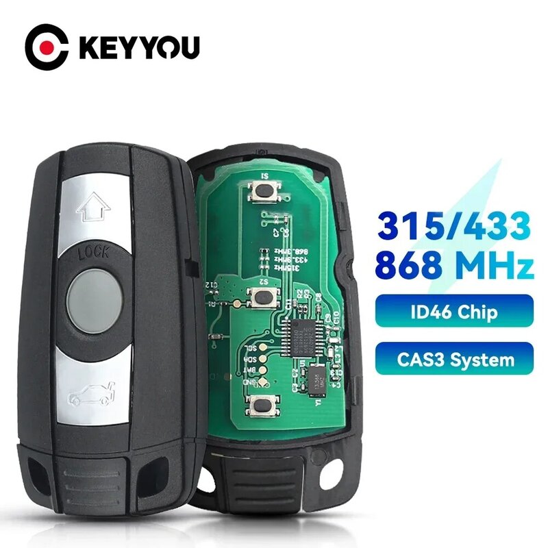 KEYYOU-رقاقة مفتاح بعيد لسيارات BMW ، CAS3 1 ، 3 ، 5 ، 7 Series ، X5 ، X6 ، E60 ، E61 ، E70 ، E71 ، E87 ، E90 ، Z4 ، KR55WK491 ، 315MHz ، 433MHz ، 868MHz