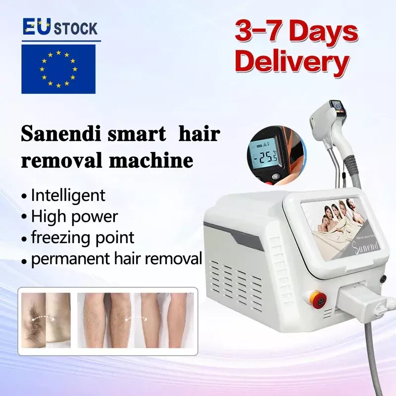 جهاز إزالة الشعر بالليزر ديود احترافي ، جهاز إزالة الشعر من التيتانيوم الجليدي ، نظام شاشة 4K ، جديد ،