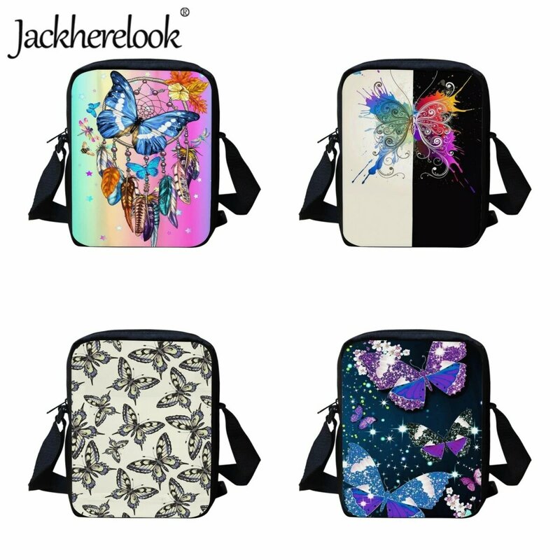 حقيبة بتصميم فني على شكل فراشة من Jackherelook حقائب مدرسية للأطفال حقائب كروس للبنات عصرية حقيبة كتف للأولاد