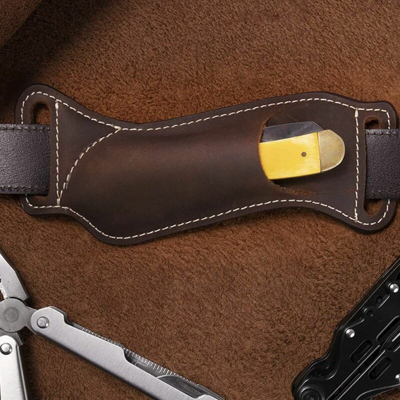 سكين بني مطوي من جلد البقر ، معدات حمل خارجية ، أداة غمد ، حقيبة تخييم ، جديد ، 16.5x6.5cm