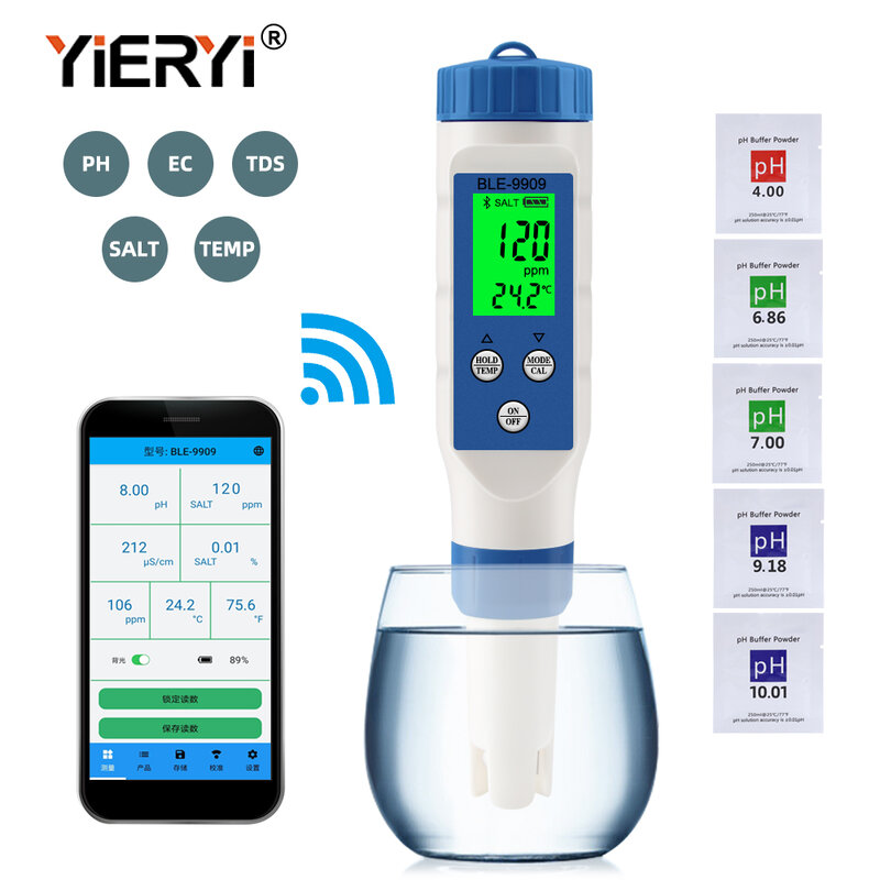 Yieryi-جهاز قياس جودة المياه الرقمي ، مقياس TDS PH ، PH ، TDS ، EC ، مقياس درجة الحرارة للحمامات ، مياه الشرب ، أحواض السمك ، جديد