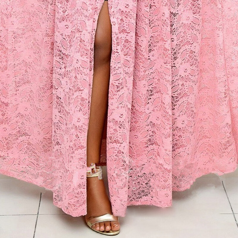 جديد عالية الخصر مزاجه سيدة الوردي فستان طويل موضة الركاب الأميرة فستان المرأة حجم جديد فستان S-5XL
