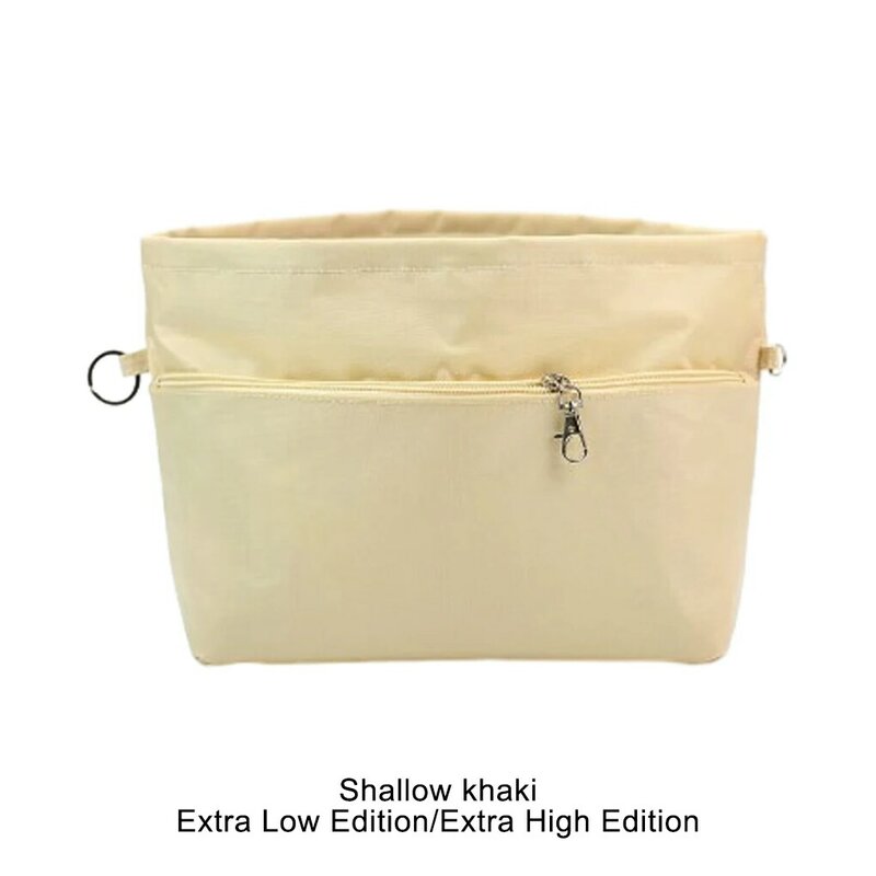 نايلون حقيبة بطانة قابلة للتوسيع ، منظم مستحضرات التجميل ، عقد الملحقات ، قدرة عالية ، قصيرة الكاكي ، 31 ، 14 ، 21 سنتيمتر