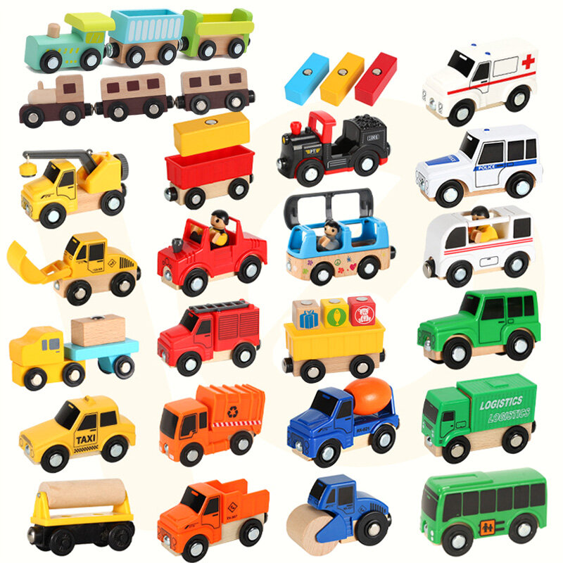 1 قطعة خشبية قطار المغناطيسي خشبية سكة حديدية سيارات شاحنة الخشب المسار اكسسوارات صالح لل بيرو المسارات الخشبية لعب للأطفال هدايا
