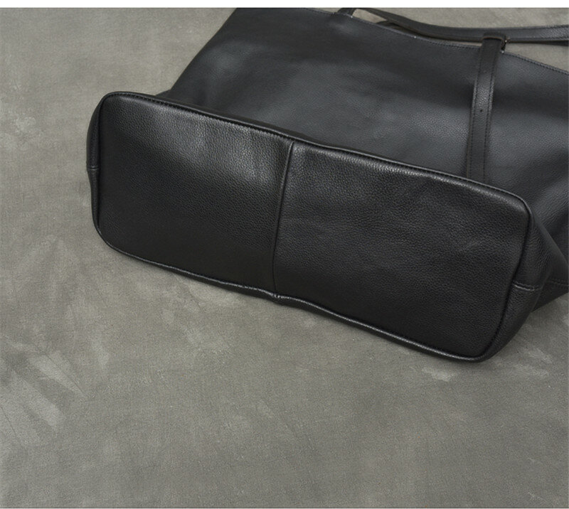 جلد طبيعي سعة كبيرة للرجال حمل حقيبة الموضة عادية بسيطة عالية الجودة لينة حقيقية جلد البقر الأسود حقيبة الكتف حقائب اليد