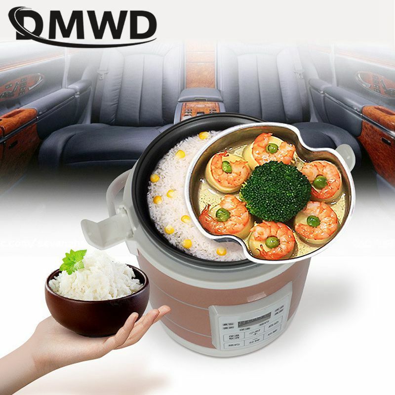 DMWD 12 فولت 24 فولت طنجرة أرز صغيرة 1.6L سيارة الشاحنات الكهربائية وعاء الحساء سخان عصيدة آلة الطبخ الغذاء باخرة دفئا علب الاغذية