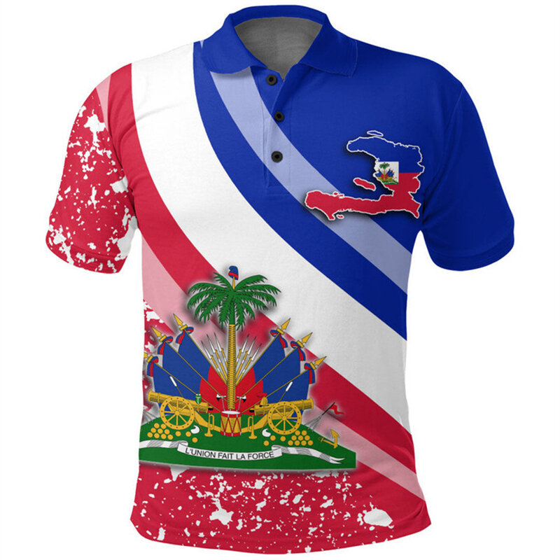 تي شيرت بولو بشعار العلم الوطني للرجال ، قمصان بولو كاجوال للرجال ، تيشيرتات عالية الجودة ، طباعة ثلاثية الأبعاد ، جديد ، موضة صيفية ، Y2k