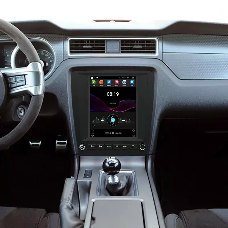 مشغل راديو للسيارة مزود بنظام ملاحة جي بي إس ، نظام أندرويد ، طراز تسلا ، شاشة عمودية لسيارة فورد موستانج 2010-2014 ، RDS ، Wifi ، 4G ، Carplay
