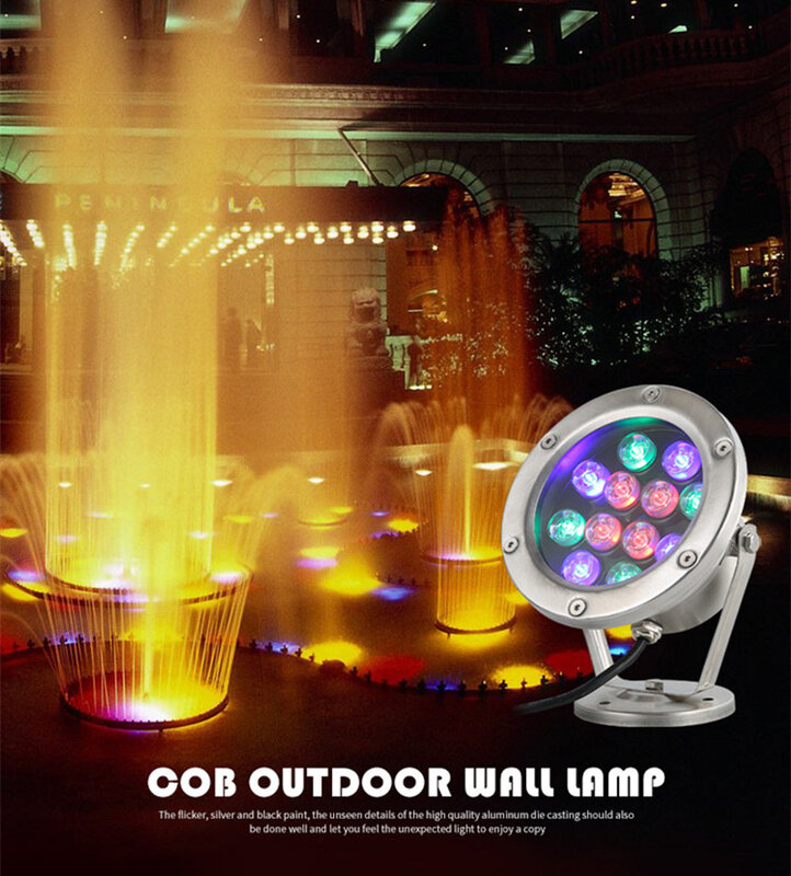 مصباح النافورة من الفولاذ المقاوم للصدأ للغوص تحت الماء ، مصابيح مميزة للمياه في الهواء الطلق ، إضاءة مسبح الحديقة ، لون RGB ملون ، 6 واط ، 9 واط