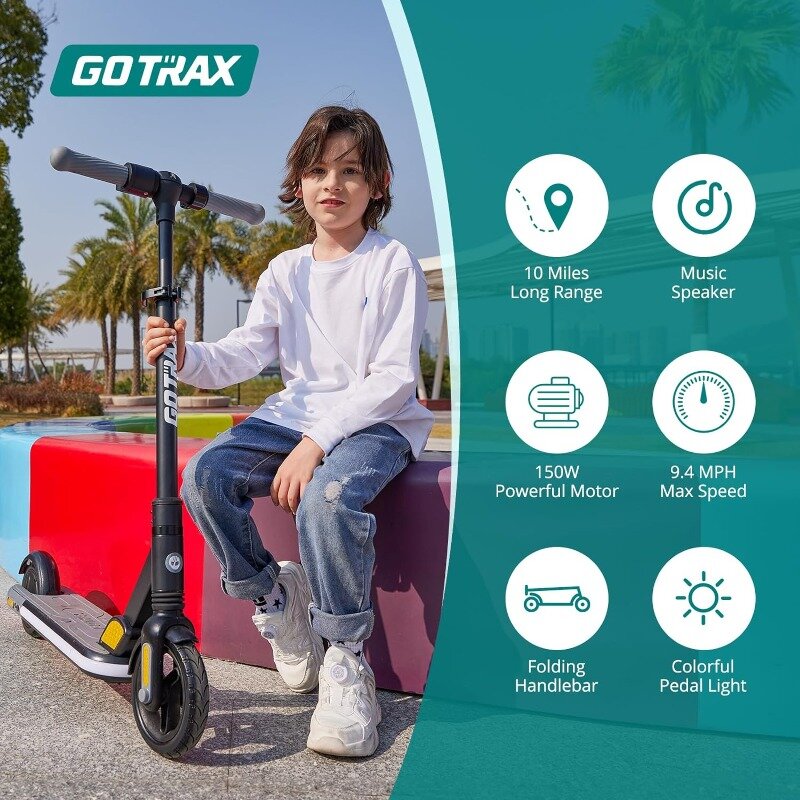 سكوتر كهربائي من سلسلة Gotrax-GKS للأطفال ، عجلات صلبة ، 6 بوصة بحد أقصى 4 ، 10 أميال ، ، من من من نوع Gotrax ، mph ، قوة السرعة بواسطة محرك W