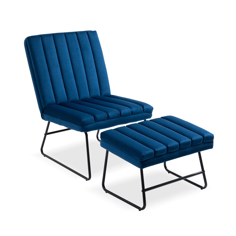 كرسي صالة كسول أزرق داكن حديث ، الترفيه الفردي المعاصر ، مجموعة أريكة منجدة