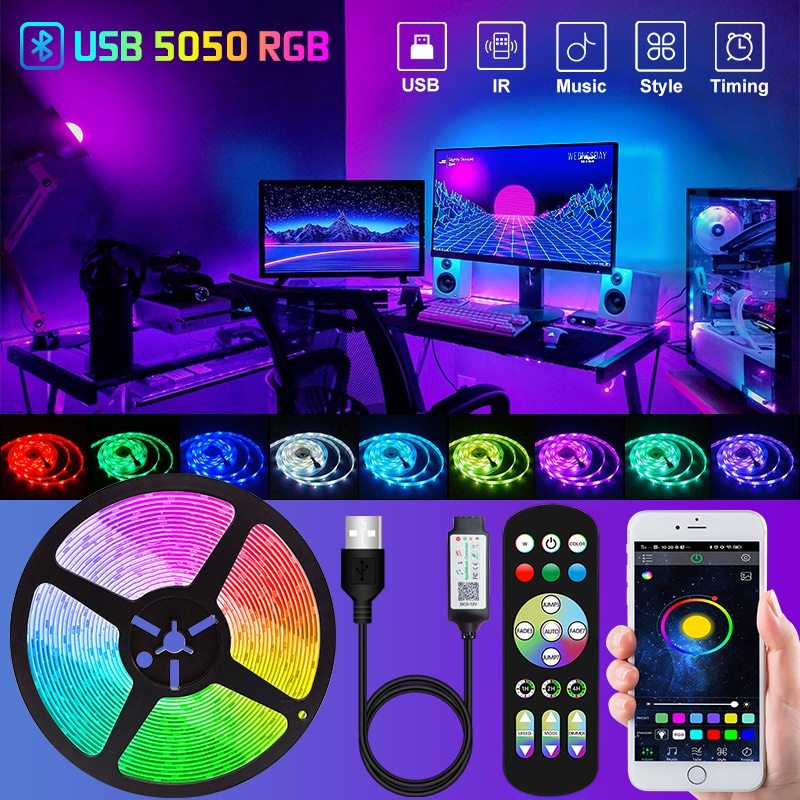 USB LED أضواء الشريط لغرفة المعيشة ، RGB 5050 ، بلوتوث ، APP التحكم ، Luces Led ، مرنة ديود الديكور ، مصباح الشريط ، 1-30 متر