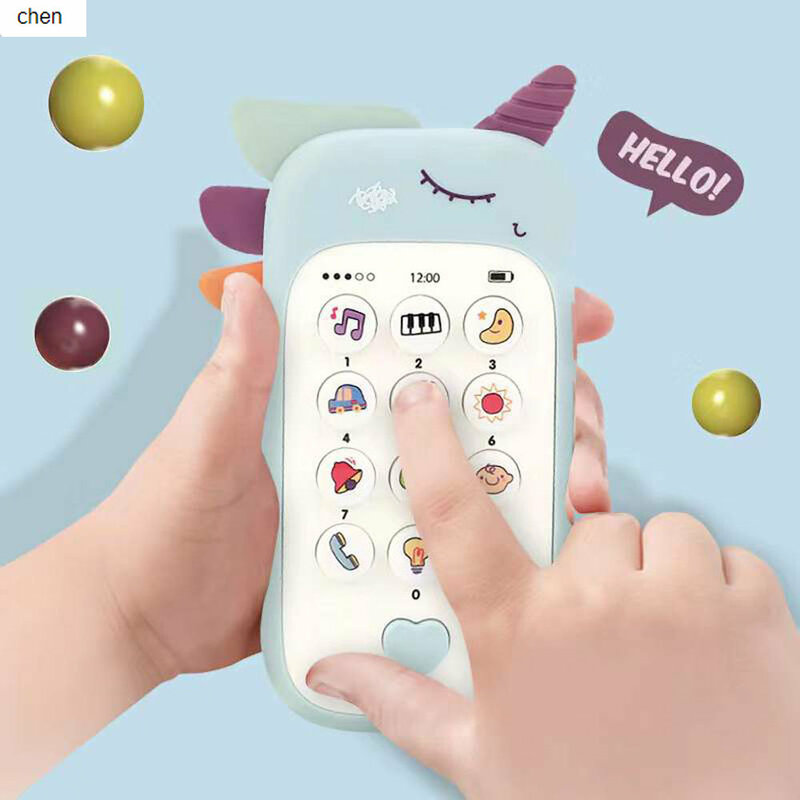 2023 طفل الكرتون محاكاة الهاتف المحمول لعبة للأطفال الموسيقى التعليم المبكر قصة آلة ثنائية اللغة لعبة التعلم Tiktok