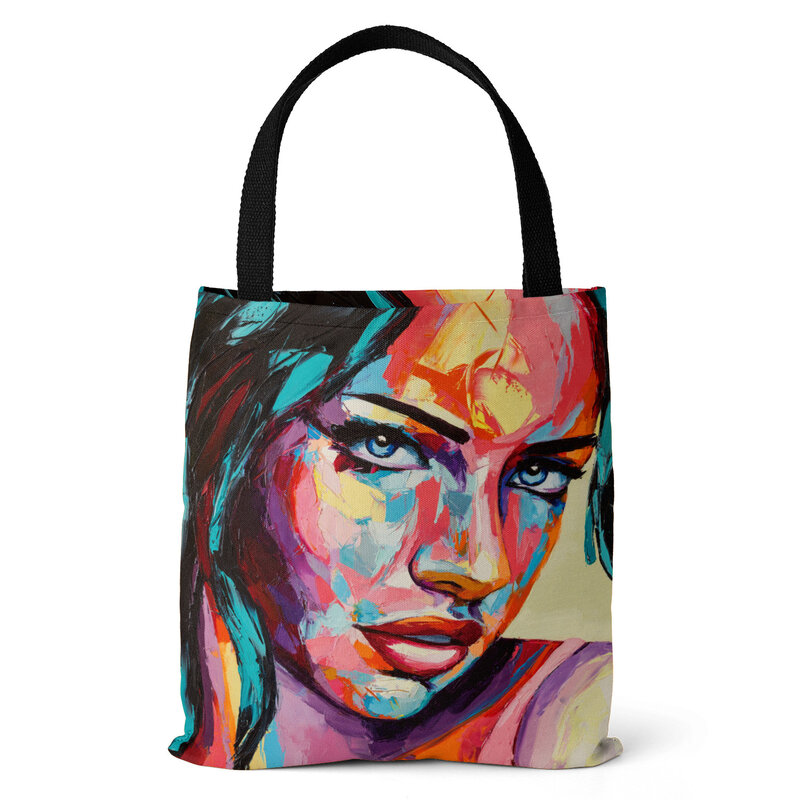 ملصق الوجه تصميم حقيبة هدية حقيبة يد الموضة حقيبة يد سعة كبيرة للتسوق حقائب السيدات حقيبة تسوق يمكن أن يكون شخصية