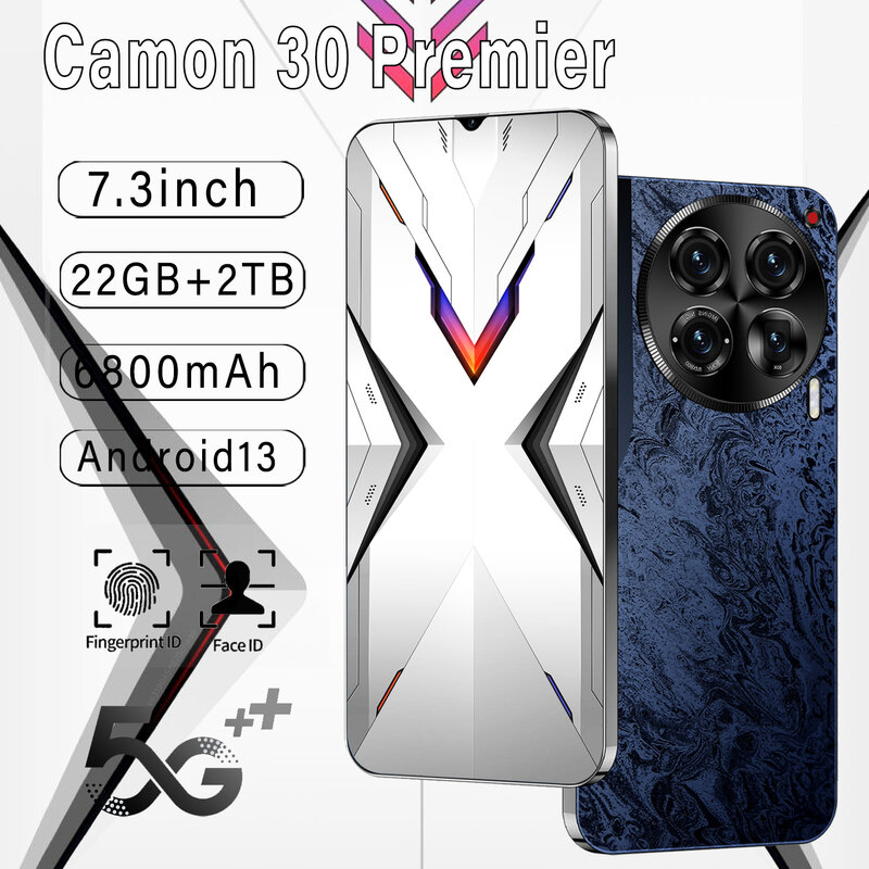هاتف Camon 30 Premier Android الذكي ، كوالكوم ، 10Core ، 22 GB + 2 ، way ، 50 + way ، 4G ، 5G ، إصدار عالمي