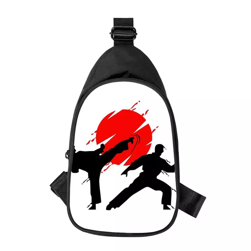 Kungfu Taekwondo حقيبة صدر متقاطعة بطباعة ثلاثية الأبعاد للرجال والنساء ، حقيبة كتف ، حقيبة خصر رجالية ، زوج ، مدرسة ، جديدة ، مائلة