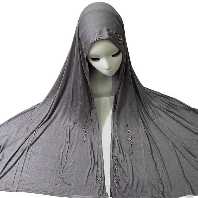 أحادية اللون ميرسيريزد القطن الحجاب للنساء ، رائعة حجر الراين ، الزخرفية و تنفس وشاح طويل ، الخريف ، 170x70 سنتيمتر ، 1 قطعة ، جديد