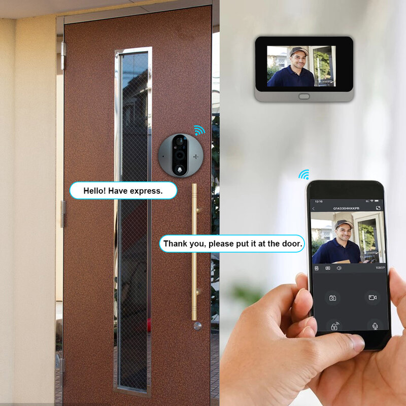 Tuya اللاسلكية الرقمية جرس باب ثقب الباب كاميرا واي فاي إنترفون Spyhole للمنزل الذكي فيديو العين حماية الأمن السكنية