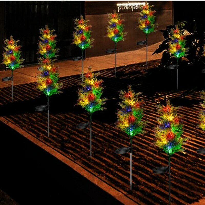 الشمسية أضواء شجرة عيد الميلاد في الهواء الطلق مقاوم للماء حديقة ضوء 6/5/4/3/2/1 قطعة أضواء سلسلة عيد الميلاد 8LED جارلاند المناظر الطبيعية