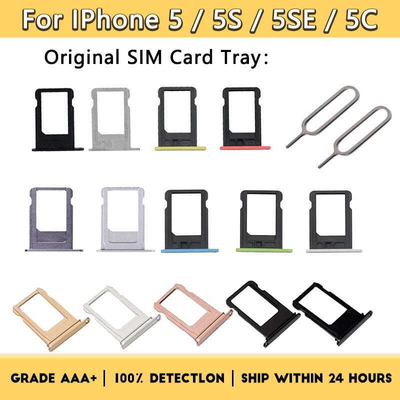 سيم بطاقة حامل صينية فتحة صينية آيفون 5 5C 5s 5G SE 5SE استبدال جزء حامل بطاقة Sim محول المقبس أبيض أسود