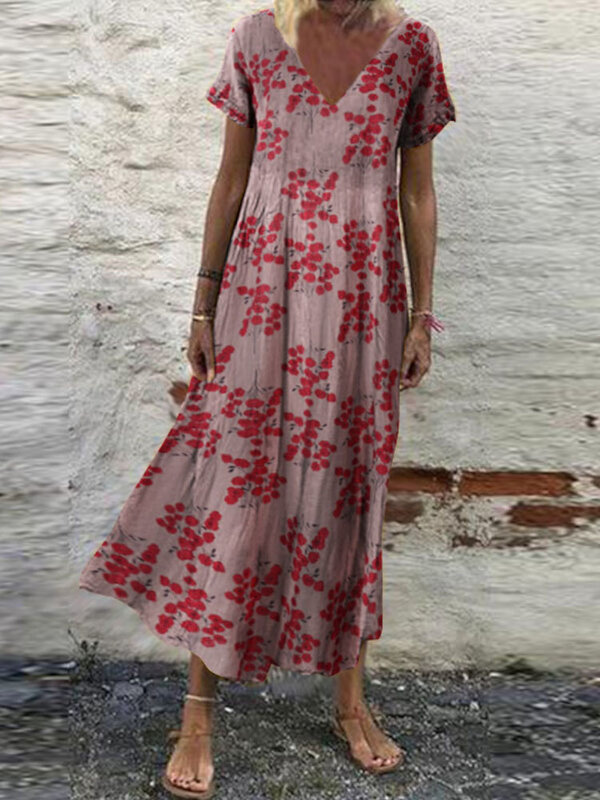 فستان صيفي واسع الحجم للنساء من ZANZEA 2023 فستان قفطان مطبوع بأكمام قصيرة فساتين نسائية غير رسمية