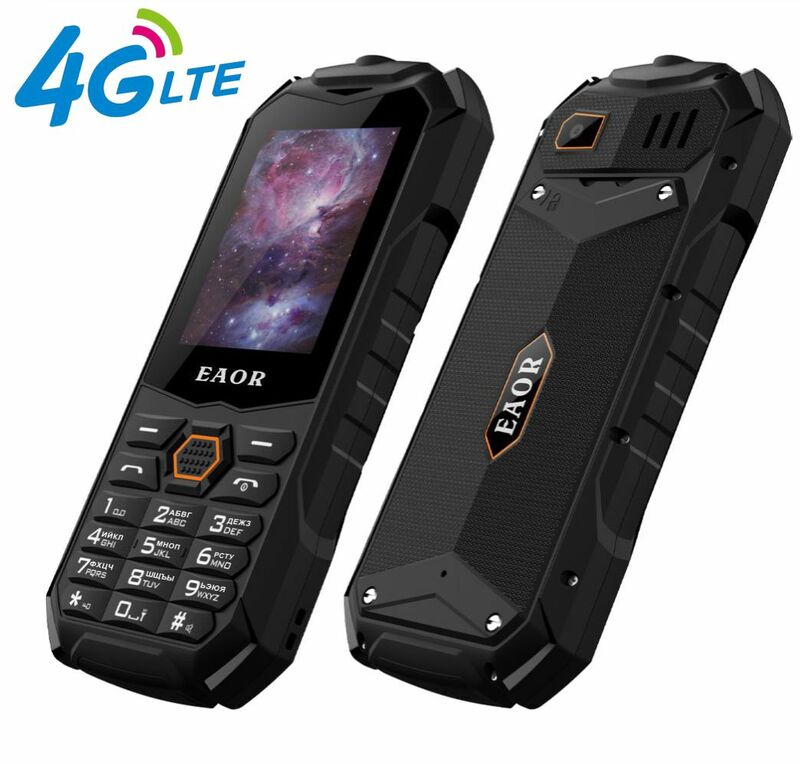 هاتف EAOR 4G/2G نحيف وقوي IP68 حقيقي ثلاثي ميزة الهاتف بطارية كبيرة المزدوج سيم لوحة المفاتيح الهواتف مع وهج الشعلة الهاتف