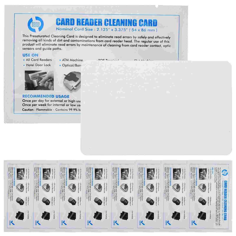 بطاقات تنظيف قابلة لإعادة الاستخدام للطابعة وقارئ البطاقات والنقود ، منظف لجميع الأغراض ، 10