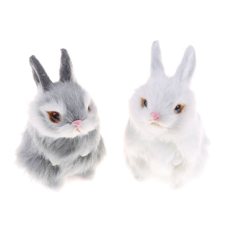 ألعاب قيلولة الأرنب الأبيض فروي ، تقليد الشعر ، زخرفة نموذج محاكاة الحيوان