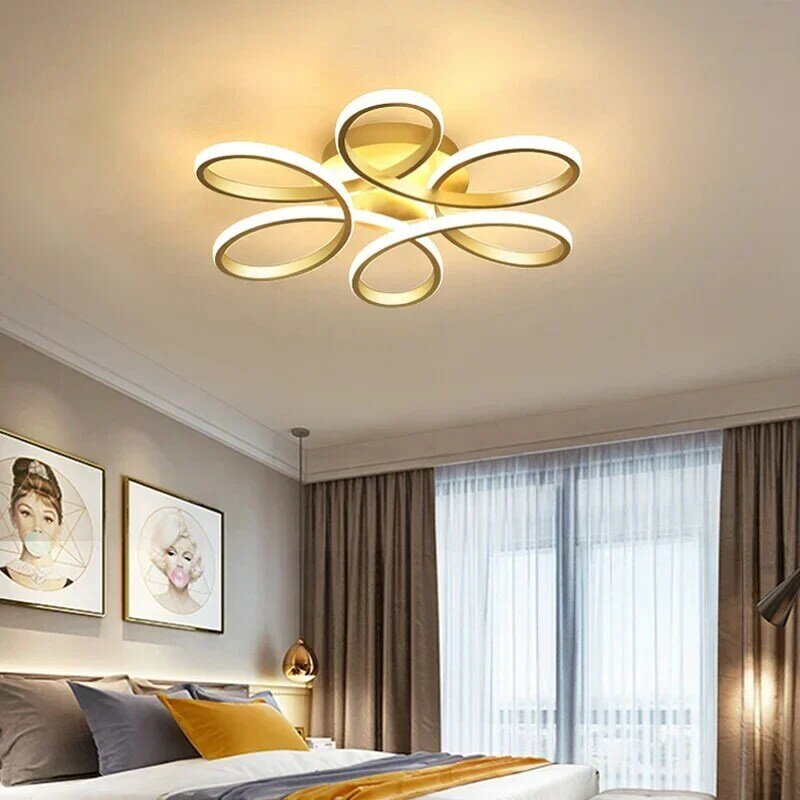 مصباح سقف LED حديث لغرفة المعيشة ، ثريا ممر للمطعم وغرفة النوم ، تصميم زهرة ست بتلات ، تركيبات إضاءة ، Lustr