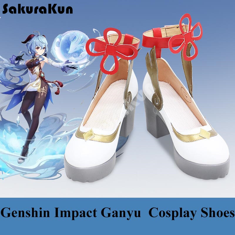 Ganyu تأثيري أحذية لعبة Genshin تأثير حذاء أبيض حجم 33-50 Genshin تأثير تأثيري أحذية Ganyu