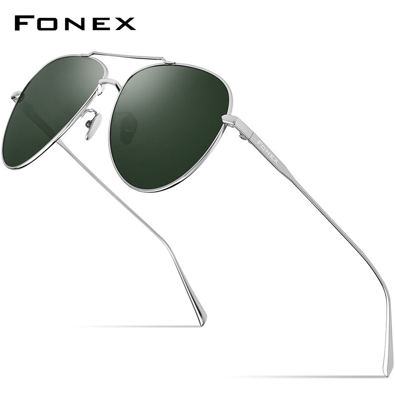 نظارات FONEX الشمسية المستقطبة من التيتانيوم الخالص نظارات شمسية للرجال نظارات شمسية جديدة للقيادة في الهواء الطلق Aviador UV400 ظلال 8507