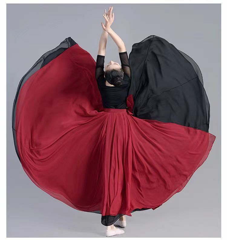 تنورة نسائية جديدة بطبقتين للرقص الكلاسيكي بدرجة 720 تنورة نسائية لتمارين الرقص بالفلامنكو