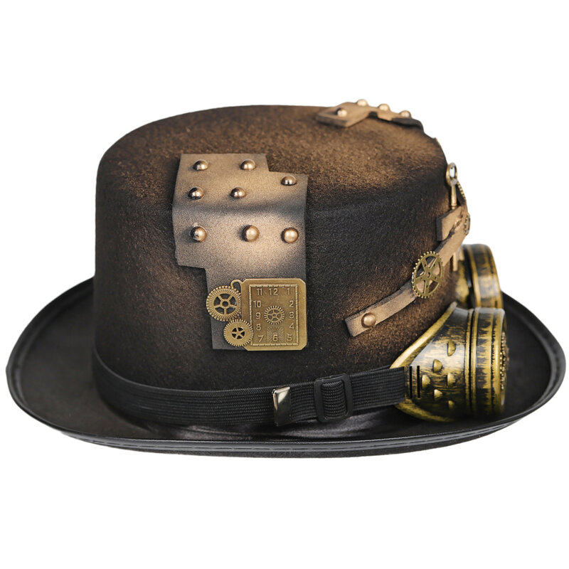 الرجال النساء اليدوية Steampunk أفضل قبعة القبعة المستديرة السحرية الشرير تأثيري قبعة زي فيدورا