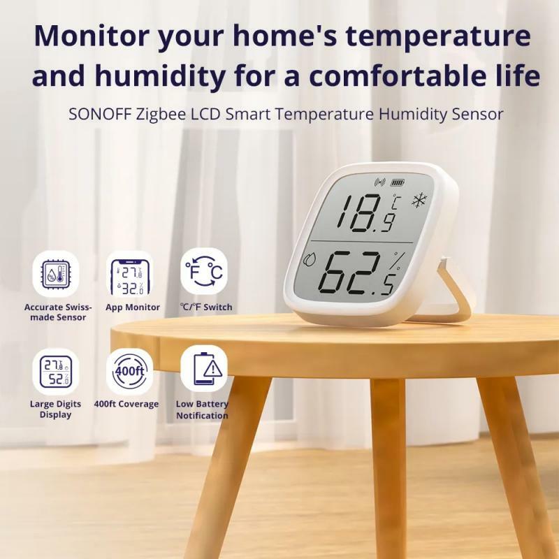 جهاز استشعار درجة الحرارة والرطوبة الذكي SONOFF-zibee ، جهاز مراقبة في الوقت الحقيقي ، التحكم في eWelink ، Vias ، Alexa ، Google Home ، SNZB-02D ، 1-10 قطعة