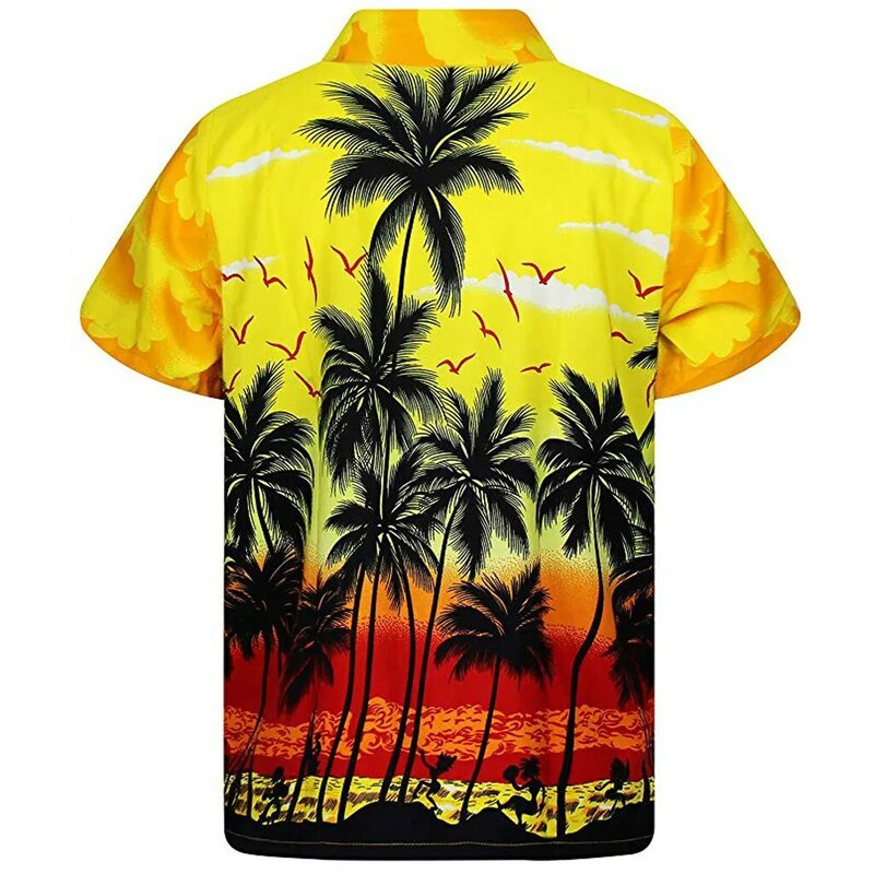 الصيف قمصان الموضة ثلاثية الأبعاد الرجال المتضخم شاطئ قميص رجالي قصيرة الأكمام شجرة جوز الهند طباعة هاواي القمم ملابس للرجال Camiseta