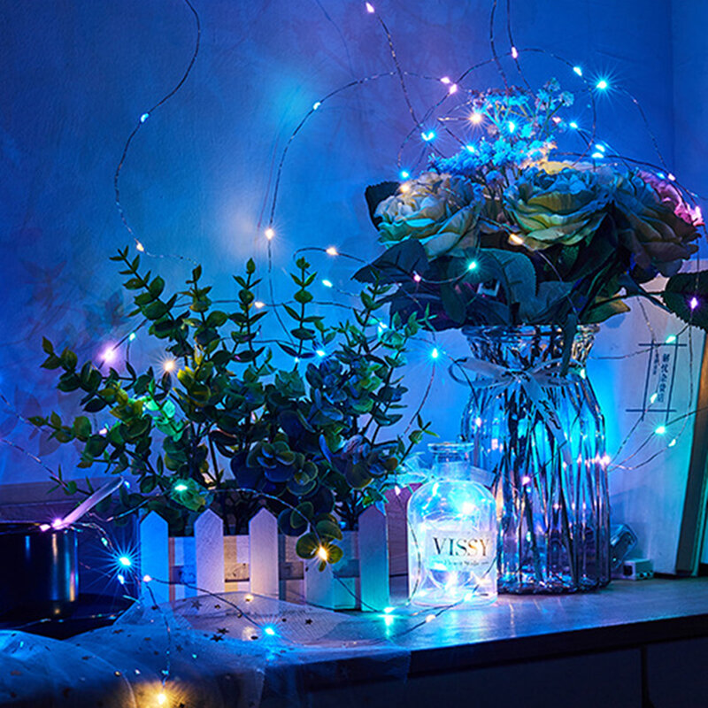 LED أسلاك النحاس سلسلة أضواء بطارية تعمل بالطاقة الزفاف الديكور هدية صندوق باقة الملونة سلسلة ضوء ديكور المنزل الطرف
